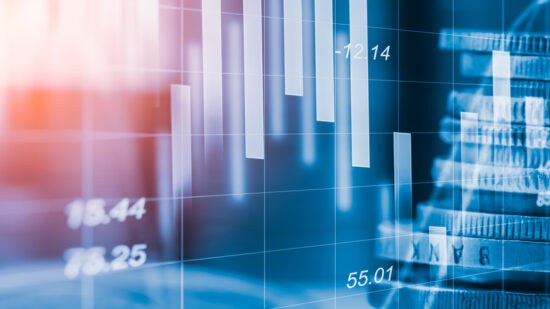 Stock market or forex trading graph and candlestick chart suitable for financial investment concept.